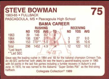 1989 Collegiate Collection Coke Alabama Crimson Tide (580) #75 Steve Bowman Back