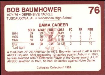 1989 Collegiate Collection Coke Alabama Crimson Tide (580) #76 Bob Baumhower Back