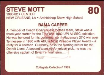 1989 Collegiate Collection Coke Alabama Crimson Tide (580) #80 Steve Mott Back