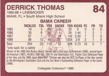 1989 Collegiate Collection Coke Alabama Crimson Tide (580) #84 Derrick Thomas Back