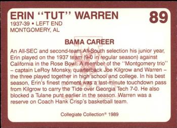 1989 Collegiate Collection Coke Alabama Crimson Tide (580) #89 Erin Warren Back