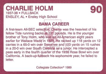 1989 Collegiate Collection Coke Alabama Crimson Tide (580) #90 Charlie Holm Back