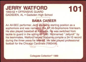 1989 Collegiate Collection Coke Alabama Crimson Tide (580) #101 Jerry Watford Back