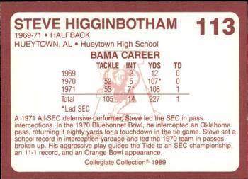 1989 Collegiate Collection Coke Alabama Crimson Tide (580) #113 Steve Higginbotham Back