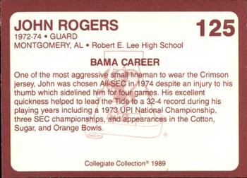 1989 Collegiate Collection Coke Alabama Crimson Tide (580) #125 John Rogers Back