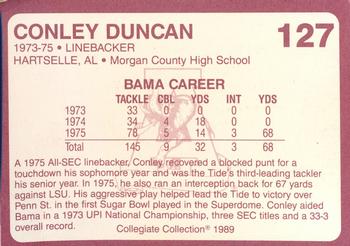 1989 Collegiate Collection Coke Alabama Crimson Tide (580) #127 Conley Duncan Back