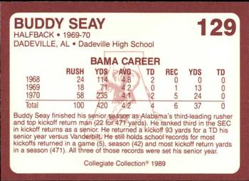 1989 Collegiate Collection Coke Alabama Crimson Tide (580) #129 Buddy Seay Back