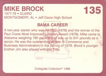 1989 Collegiate Collection Coke Alabama Crimson Tide (580) #135 Mike Brock Back