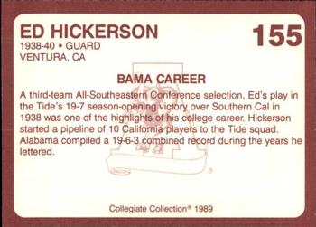 1989 Collegiate Collection Coke Alabama Crimson Tide (580) #155 Ed Hickerson Back