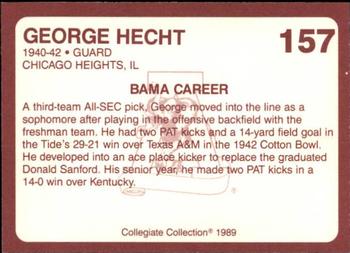 1989 Collegiate Collection Coke Alabama Crimson Tide (580) #157 George Hecht Back