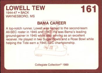 1989 Collegiate Collection Coke Alabama Crimson Tide (580) #161 Lowell Tew Back