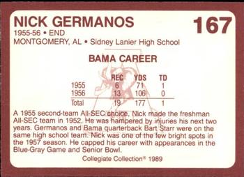 1989 Collegiate Collection Coke Alabama Crimson Tide (580) #167 Nick Germanos Back