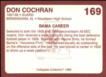 1989 Collegiate Collection Coke Alabama Crimson Tide (580) #169 Don Cochran Back