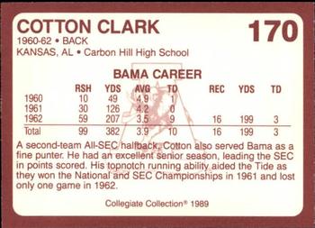 1989 Collegiate Collection Coke Alabama Crimson Tide (580) #170 Cotton Clark Back