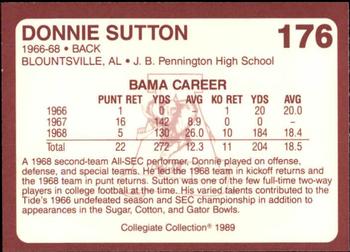 1989 Collegiate Collection Coke Alabama Crimson Tide (580) #176 Donnie Sutton Back