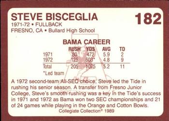 1989 Collegiate Collection Coke Alabama Crimson Tide (580) #182 Steve Bisceglia Back