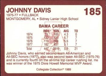 1989 Collegiate Collection Coke Alabama Crimson Tide (580) #185 Johnny Davis Back