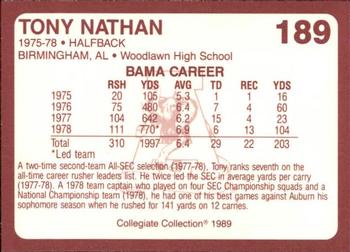 1989 Collegiate Collection Coke Alabama Crimson Tide (580) #189 Tony Nathan Back