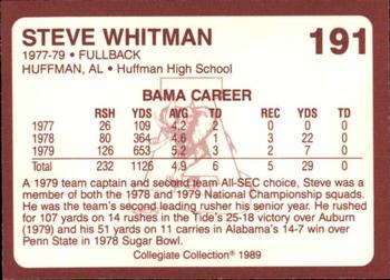 1989 Collegiate Collection Coke Alabama Crimson Tide (580) #191 Steve Whitman Back