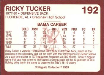 1989 Collegiate Collection Coke Alabama Crimson Tide (580) #192 Ricky Tucker Back