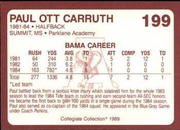 1989 Collegiate Collection Coke Alabama Crimson Tide (580) #199 Paul Ott Carruth Back