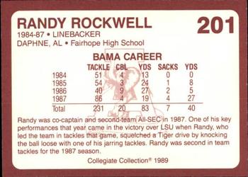 1989 Collegiate Collection Coke Alabama Crimson Tide (580) #201 Randy Rockwell Back