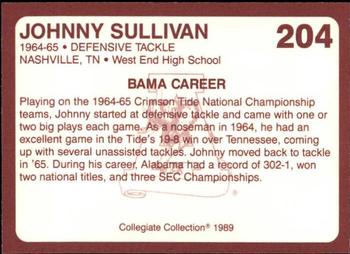 1989 Collegiate Collection Coke Alabama Crimson Tide (580) #204 Johnny Sullivan Back