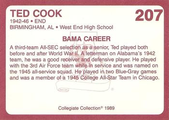 1989 Collegiate Collection Coke Alabama Crimson Tide (580) #207 Ted Cook Back