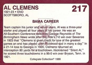 1989 Collegiate Collection Coke Alabama Crimson Tide (580) #217 Al Clemens Back