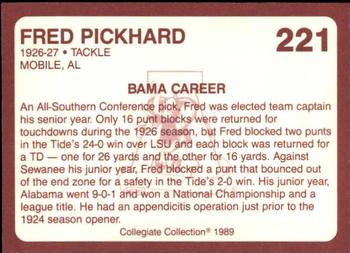1989 Collegiate Collection Coke Alabama Crimson Tide (580) #221 Fred Pickhard Back