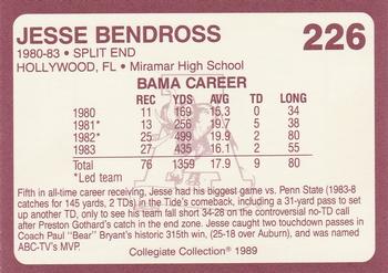 1989 Collegiate Collection Coke Alabama Crimson Tide (580) #226 Jesse Bendross Back