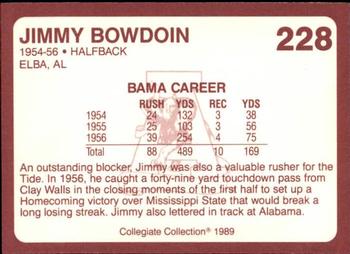 1989 Collegiate Collection Coke Alabama Crimson Tide (580) #228 Jimmy Bowdoin Back
