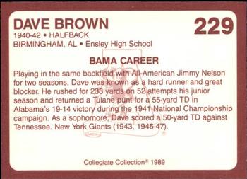 1989 Collegiate Collection Coke Alabama Crimson Tide (580) #229 Dave Brown Back