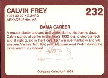 1989 Collegiate Collection Coke Alabama Crimson Tide (580) #232 Calvin Frey Back