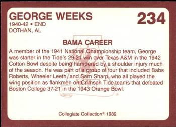 1989 Collegiate Collection Coke Alabama Crimson Tide (580) #234 George Weeks Back