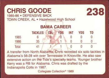 1989 Collegiate Collection Coke Alabama Crimson Tide (580) #238 Chris Goode Back