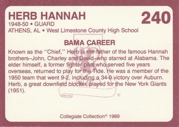 1989 Collegiate Collection Coke Alabama Crimson Tide (580) #240 Herb Hannah Back