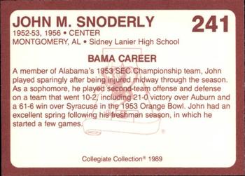 1989 Collegiate Collection Coke Alabama Crimson Tide (580) #241 John M. Snoderly Back