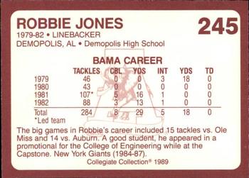1989 Collegiate Collection Coke Alabama Crimson Tide (580) #245 Robbie Jones Back