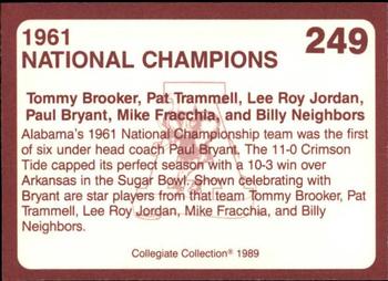1989 Collegiate Collection Coke Alabama Crimson Tide (580) #249 1961 National Champions Back