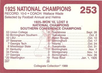 1989 Collegiate Collection Coke Alabama Crimson Tide (580) #253 1925 National Champions Back