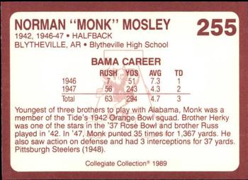 1989 Collegiate Collection Coke Alabama Crimson Tide (580) #255 Norman Mosley Back