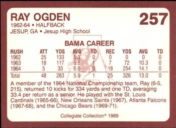 1989 Collegiate Collection Coke Alabama Crimson Tide (580) #257 Ray Ogden Back