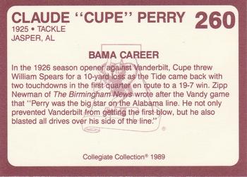 1989 Collegiate Collection Coke Alabama Crimson Tide (580) #260 Claude Perry Back