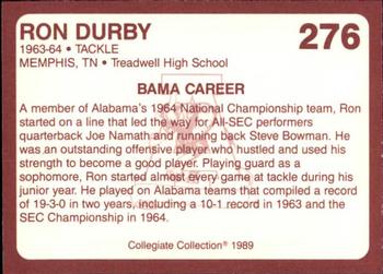 1989 Collegiate Collection Coke Alabama Crimson Tide (580) #276 Ron Durby Back