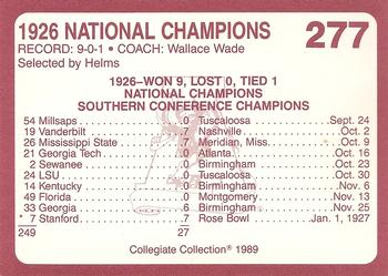 1989 Collegiate Collection Coke Alabama Crimson Tide (580) #277 1926 National Champions Back