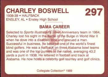 1989 Collegiate Collection Coke Alabama Crimson Tide (580) #297 Charley Boswell Back