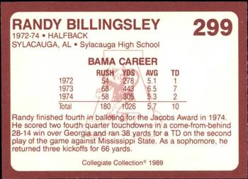 1989 Collegiate Collection Coke Alabama Crimson Tide (580) #299 Randy Billingsley Back