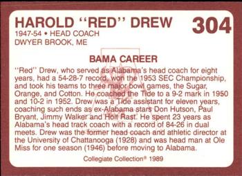 1989 Collegiate Collection Coke Alabama Crimson Tide (580) #304 Harold Drew Back