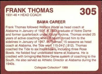 1989 Collegiate Collection Coke Alabama Crimson Tide (580) #305 Frank Thomas Back